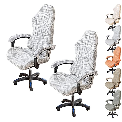 ouxei Dicke, Dehnbare Bürostuhlbezüge, 1-6er-Set – rutschfeste Schoner Für Schreibtisch-/Gaming-Sessel Und Haustiere(Wgray 2pcs) von ouxei
