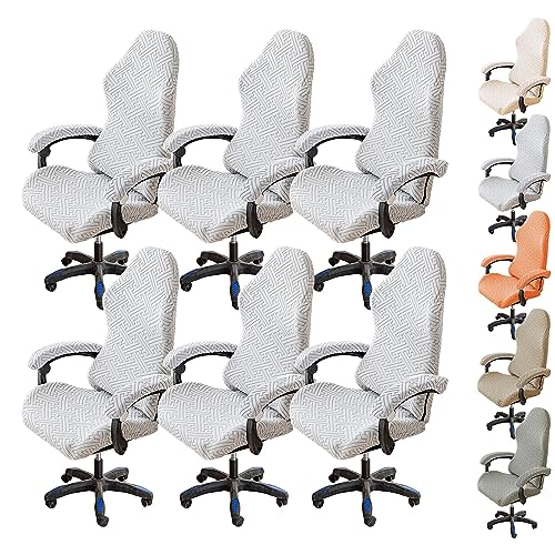 ouxei Dicke, Dehnbare Bürostuhlbezüge, 1-6er-Set – rutschfeste Schoner Für Schreibtisch-/Gaming-Sessel Und Haustiere(Wgray 6pcs) von ouxei