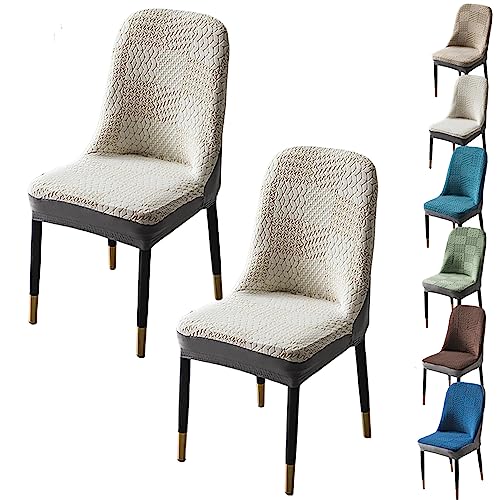 ouxei Dicke Jacquard-Stuhlhussen Für Esszimmerstühle, 1er-/2er-/4er-Set, Dehnbare Schonbezüge Mit Gebogener Rückenlehne Und Armlehnen(Beige 2pcs) von ouxei
