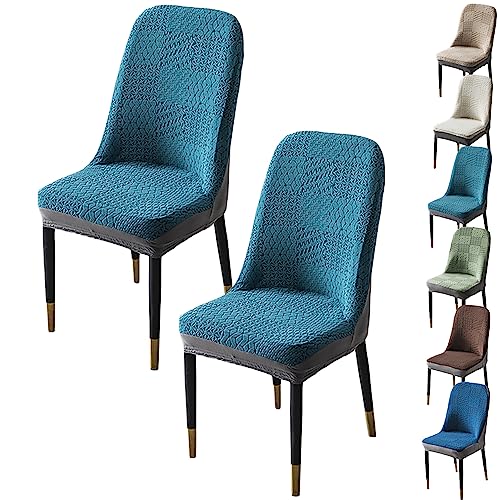 ouxei Dicke Jacquard-Stuhlhussen Für Esszimmerstühle, 1er-/2er-/4er-Set, Dehnbare Schonbezüge Mit Gebogener Rückenlehne Und Armlehnen(Blue 2pcs) von ouxei