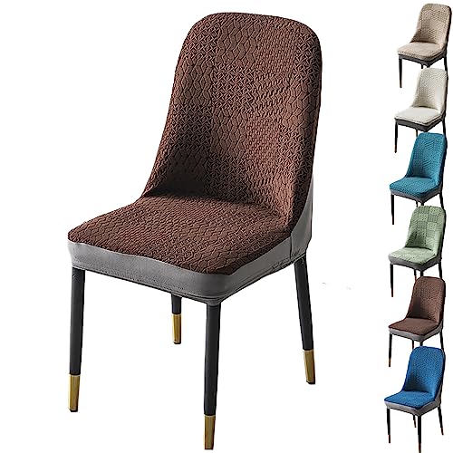 ouxei Dicke Jacquard-Stuhlhussen Für Esszimmerstühle, 1er-/2er-/4er-Set, Dehnbare Schonbezüge Mit Gebogener Rückenlehne Und Armlehnen(Brown 1pcs) von ouxei