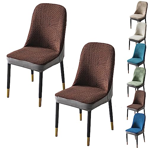 ouxei Dicke Jacquard-Stuhlhussen Für Esszimmerstühle, 1er-/2er-/4er-Set, Dehnbare Schonbezüge Mit Gebogener Rückenlehne Und Armlehnen(Brown 2pcs) von ouxei