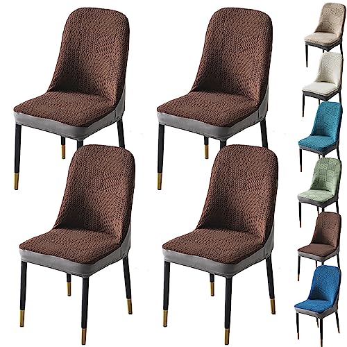 ouxei Dicke Jacquard-Stuhlhussen Für Esszimmerstühle, 1er-/2er-/4er-Set, Dehnbare Schonbezüge Mit Gebogener Rückenlehne Und Armlehnen(Brown 4pcs) von ouxei