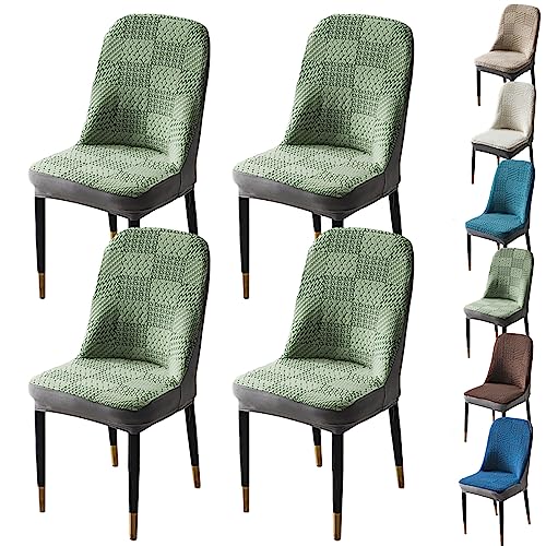 ouxei Dicke Jacquard-Stuhlhussen Für Esszimmerstühle, 1er-/2er-/4er-Set, Dehnbare Schonbezüge Mit Gebogener Rückenlehne Und Armlehnen(Green 4pcs) von ouxei