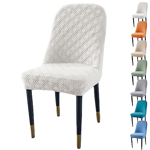 ouxei Dicker Jacquard-Stuhlbezug Mit Gebogener Rückenlehne, 1er-/2er-/4er-/6er-Set, Waschbare Schonbezüge Mit Rautenmuster(White 1pcs) von ouxei