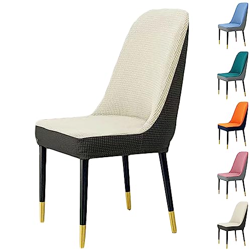 ouxei Dicker Jacquard-Stuhlbezug Mit Zweifarbigen Nähten, 1–6er-Set – Dehnbarer, Waschbarer Schoner Für Geschwungene Esszimmerstühle(White 1pcs) von ouxei