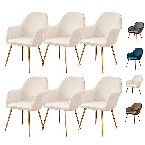 ouxei Dicker Ohrensesselbezug Aus Samt – Elastischer Schonbezug Für Sessel Mit Gebogener Rückenlehne, 1er/2er/4er/6er-Set(Beige 6pcs) von ouxei