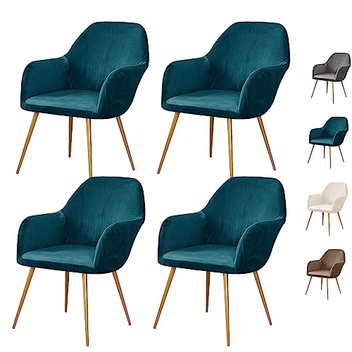 ouxei Dicker Ohrensesselbezug Aus Samt – Elastischer Schonbezug Für Sessel Mit Gebogener Rückenlehne, 1er/2er/4er/6er-Set(Blue 4pcs) von ouxei