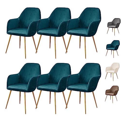 ouxei Dicker Ohrensesselbezug Aus Samt – Elastischer Schonbezug Für Sessel Mit Gebogener Rückenlehne, 1er/2er/4er/6er-Set(Blue 6pcs) von ouxei