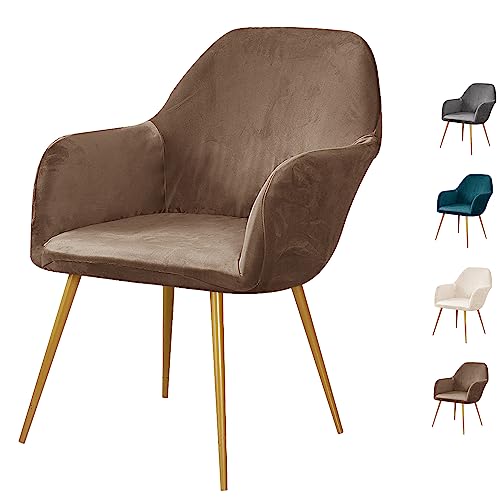 ouxei Dicker Ohrensesselbezug Aus Samt – Elastischer Schonbezug Für Sessel Mit Gebogener Rückenlehne, 1er/2er/4er/6er-Set(Brown 1pcs) von ouxei