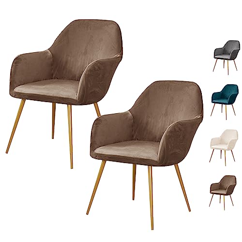 ouxei Dicker Ohrensesselbezug Aus Samt – Elastischer Schonbezug Für Sessel Mit Gebogener Rückenlehne, 1er/2er/4er/6er-Set(Brown 2pcs) von ouxei