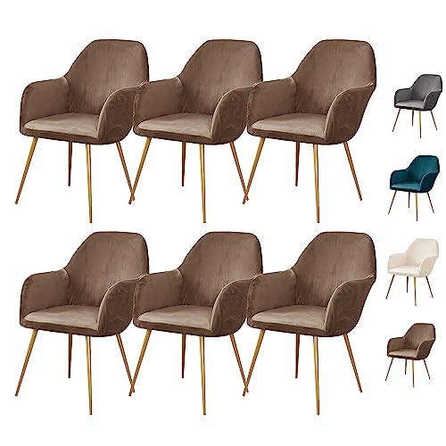 ouxei Dicker Ohrensesselbezug Aus Samt – Elastischer Schonbezug Für Sessel Mit Gebogener Rückenlehne, 1er/2er/4er/6er-Set(Brown 6pcs) von ouxei