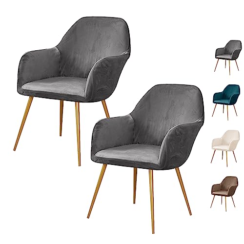 ouxei Dicker Ohrensesselbezug Aus Samt – Elastischer Schonbezug Für Sessel Mit Gebogener Rückenlehne, 1er/2er/4er/6er-Set(Grey 2pcs) von ouxei