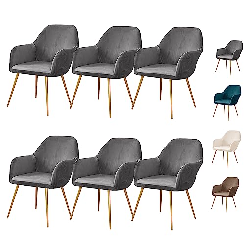 ouxei Dicker Ohrensesselbezug Aus Samt – Elastischer Schonbezug Für Sessel Mit Gebogener Rückenlehne, 1er/2er/4er/6er-Set(Grey 6pcs) von ouxei