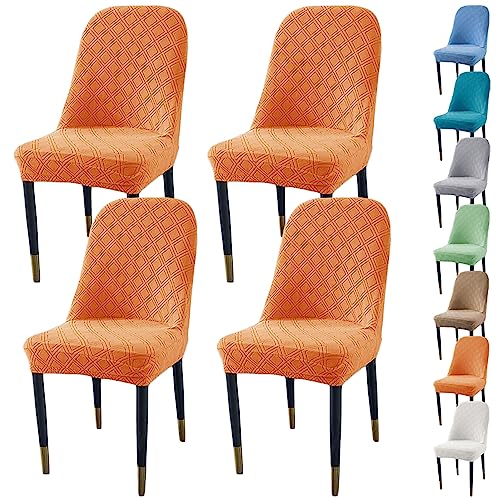ouxei Dickes Jacquard-Set Für Esszimmerstühle (1/2/4/6) – Stretch-Schonbezüge Mit Rautenmuster Für Das Essen Im Restaurant(Orange 4pcs) von ouxei