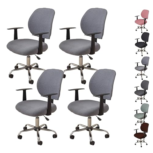 ouxei Einfarbiger Stretch-Bürostuhlbezug - Universeller Schonbezug Für Geteilte Schreibtisch-Drehstühle(C 4pcs) von ouxei