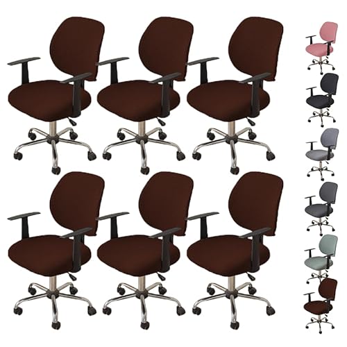 ouxei Einfarbiger Stretch-Bürostuhlbezug - Universeller Schonbezug Für Geteilte Schreibtisch-Drehstühle(F 6pcs) von ouxei