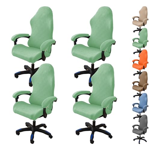 ouxei Einfarbiges Bürostuhlbezug-Set – Universelle Elastische Schonbezüge Für Drehstühle/Gaming-Stühle (1/2/4/6 Stück), Waschbarer Schutz(Green 4pcs) von ouxei