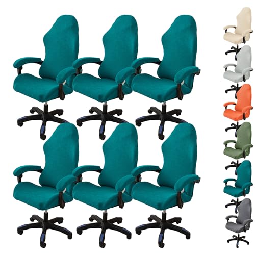ouxei Elastischer Jacquard-Bezug Für Gaming-Stuhl, Dehnbar, Waschbar, Mit Armlehnenbezügen Für Büro-/Computerstühle(Dgreen 6pcs) von ouxei