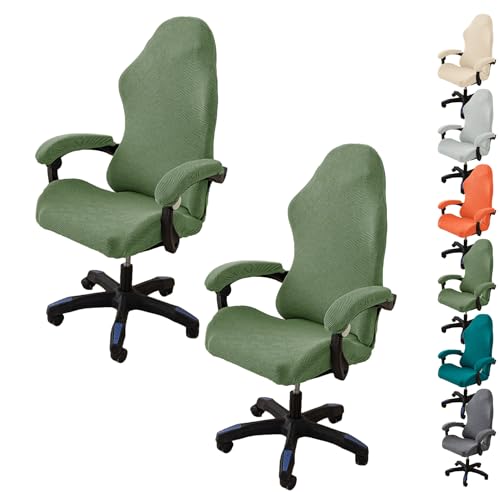 ouxei Elastischer Jacquard-Bezug Für Gaming-Stuhl, Dehnbar, Waschbar, Mit Armlehnenbezügen Für Büro-/Computerstühle(Green 2pcs) von ouxei
