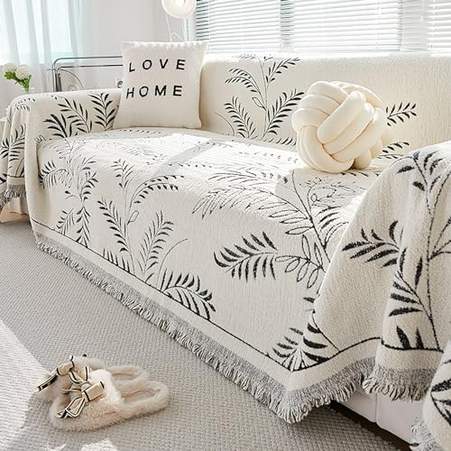 ouxei Eleganter Chenille-Sofabezug Für 3-Kissen-Couch, rutschfest, Waschbar, Tierfreundlich(Black,180 * 130cm/71 * 51in) von ouxei