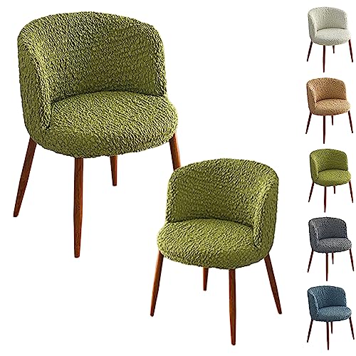 ouxei Halbrunde, Gebogene Stuhlhussen, 1er-/2er-/4er-/6er-Set, Schonbezüge Aus Dehnbarem 3D-Stoff Für Esszimmerstühle Mit Niedriger Rückenlehne(Green 2pcs) von ouxei