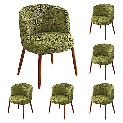 ouxei Halbrunde, Gebogene Stuhlhussen, 1er-/2er-/4er-/6er-Set, Schonbezüge Aus Dehnbarem 3D-Stoff Für Esszimmerstühle Mit Niedriger Rückenlehne(Green 6pcs) von ouxei