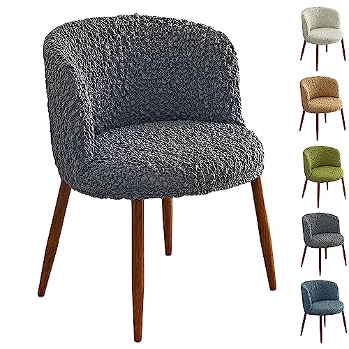 ouxei Halbrunde, Gebogene Stuhlhussen, 1er-/2er-/4er-/6er-Set, Schonbezüge Aus Dehnbarem 3D-Stoff Für Esszimmerstühle Mit Niedriger Rückenlehne(Grey 1pcs) von ouxei