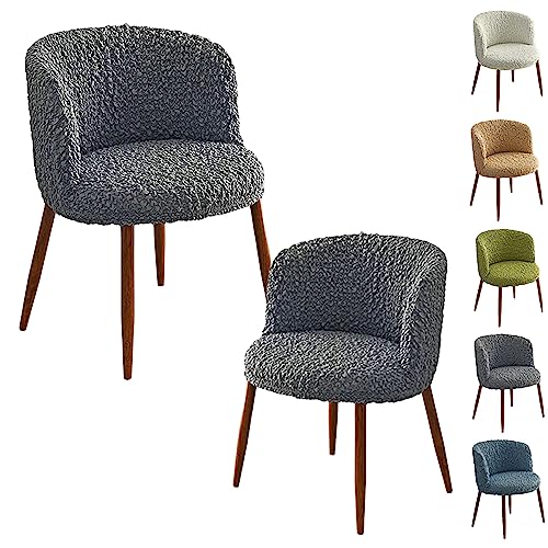 ouxei Halbrunde, Gebogene Stuhlhussen, 1er-/2er-/4er-/6er-Set, Schonbezüge Aus Dehnbarem 3D-Stoff Für Esszimmerstühle Mit Niedriger Rückenlehne(Grey 2pcs) von ouxei