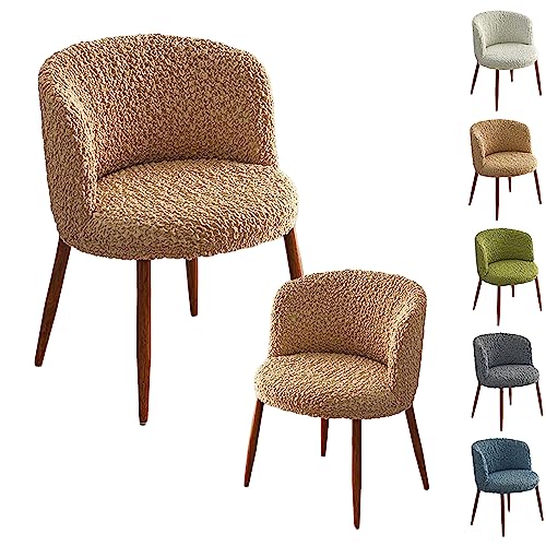 ouxei Halbrunde, Gebogene Stuhlhussen, 1er-/2er-/4er-/6er-Set, Schonbezüge Aus Dehnbarem 3D-Stoff Für Esszimmerstühle Mit Niedriger Rückenlehne(Khaki 2pcs) von ouxei