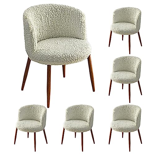 ouxei Halbrunde, Gebogene Stuhlhussen, 1er-/2er-/4er-/6er-Set, Schonbezüge Aus Dehnbarem 3D-Stoff Für Esszimmerstühle Mit Niedriger Rückenlehne(White 6pcs) von ouxei