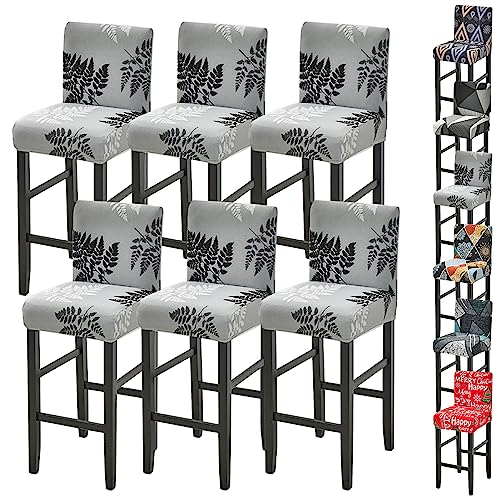 ouxei Hochhocker-Bezug, 1er-/2er-/4er-/6er-Set – Niedrige Rückenlehne, Drehstuhl/Thekenstuhl, Dehnbar, Moderner Schutz Für Esszimmer/Hotel/Café(C 6pcs) von ouxei