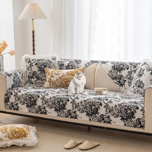ouxei Jacquard-Chenille-Sofabezüge – rutschfeste Ganzjahres-Schutzbezüge Für Anbausofas/Hunde(Black,Pillow11.8 * 19.7in) von ouxei