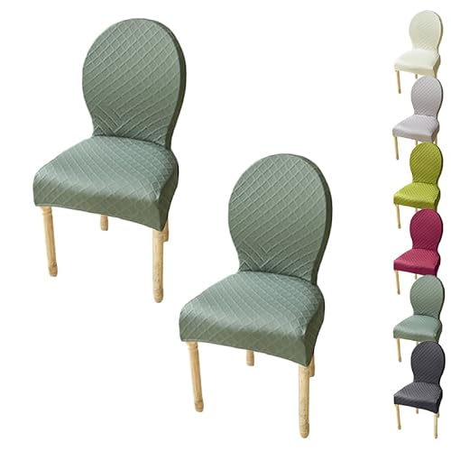 ouxei Jacquard-Esszimmerstuhl-Schonbezüge Mit Rautenmuster Für Küchen- Und Hotelstühle Mit Runder Rückenlehne(E 2pcs) von ouxei