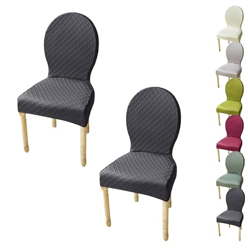 ouxei Jacquard-Esszimmerstuhl-Schonbezüge Mit Rautenmuster Für Küchen- Und Hotelstühle Mit Runder Rückenlehne(F 2pcs) von ouxei