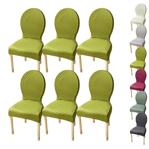ouxei Jacquard-Stuhlhussen Mit Rautenmuster (1/2/4/6 Stück) – Bezüge Mit Runder Rückenlehne Für Küchen-/Hotel-/Restaurantstühle(C 6pcs,Medium) von ouxei