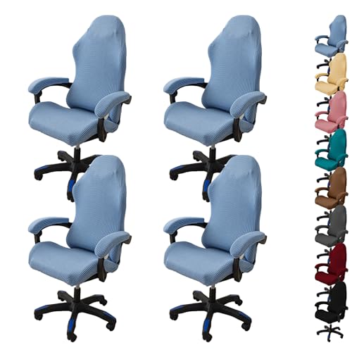 ouxei Karierte Stretch-Computerstuhlbezüge Mit Reißverschluss Und 2 Armlehnenbezügen – Drehbare Gaming-Stuhlschoner(A 4pcs) von ouxei