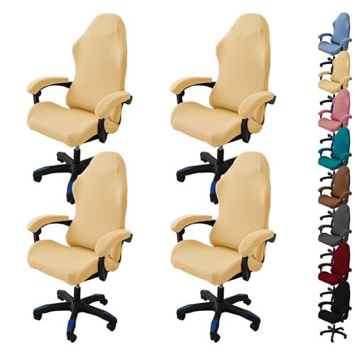 ouxei Karierte Stretch-Computerstuhlbezüge Mit Reißverschluss Und 2 Armlehnenbezügen – Drehbare Gaming-Stuhlschoner(B 4pcs) von ouxei