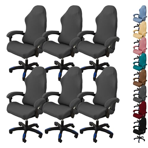 ouxei Karierte Stretch-Computerstuhlbezüge Mit Reißverschluss Und 2 Armlehnenbezügen – Drehbare Gaming-Stuhlschoner(G 6pcs) von ouxei