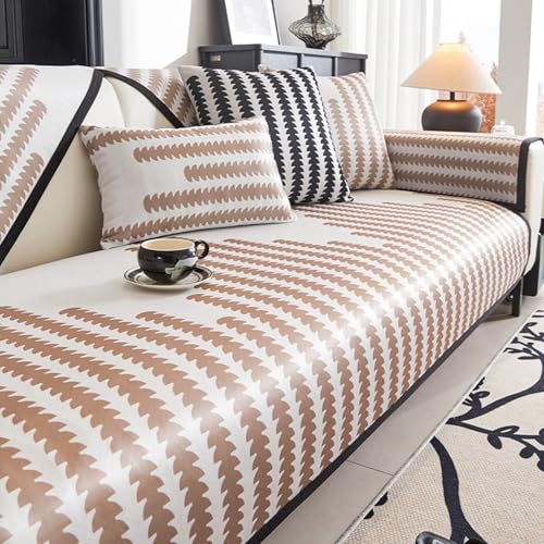 ouxei Kühlender Sommer-Couchbezug Aus EIS – Rutschfester, Waschbarer Bezug Für 3-Sitzer-Sofas Und 1-4-Sitzer(Curry,110 * 160CM) von ouxei