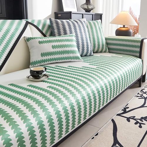 ouxei Kühlender Sommer-Couchbezug Aus EIS – Rutschfester, Waschbarer Bezug Für 3-Sitzer-Sofas Und 1-4-Sitzer(Green,Pillowcase45*45CM) von ouxei