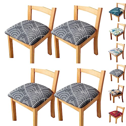 ouxei Moderne, Elastische Stuhlsitzbezüge Aus Jacquard, 2er-/4er-/6er-Set, Dehnbare, Waschbare Schoner Für Restaurants Und Hotels(Geometry a 4pcs) von ouxei