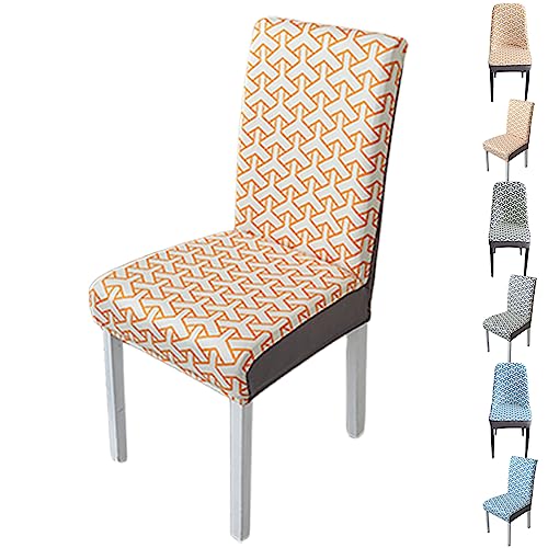 ouxei Moderne Stuhlhussen Mit Gebogener Rückenlehne Aus Jacquard, 1–6er-Set – Dehnbare, Waschbare Schoner Für Esszimmer(Orange Straight Back 1pcs) von ouxei