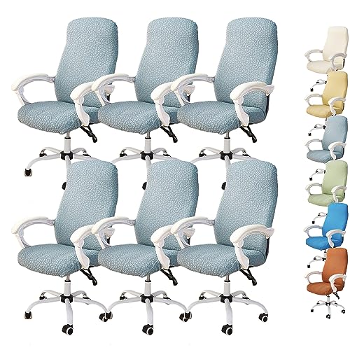 ouxei Moderner Bürostuhlbezug, Hohe Rückenlehne Mit Armlehnen, Dehnbarer Gaming-/Drehstuhlschutz Mit Reißverschluss(Grayblue 6pcs,Large) von ouxei