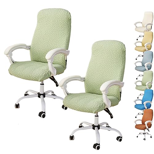 ouxei Moderner Bürostuhlbezug, Hohe Rückenlehne Mit Armlehnen, Dehnbarer Gaming-/Drehstuhlschutz Mit Reißverschluss(Green 2pcs,X-Large) von ouxei