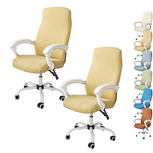 ouxei Moderner Bürostuhlbezug, Hohe Rückenlehne Mit Armlehnen, Dehnbarer Gaming-/Drehstuhlschutz Mit Reißverschluss(Yellow 2pcs,X-Large) von ouxei