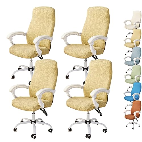 ouxei Moderner Bürostuhlbezug, Hohe Rückenlehne Mit Armlehnen, Dehnbarer Gaming-/Drehstuhlschutz Mit Reißverschluss(Yellow 4pcs,X-Large) von ouxei