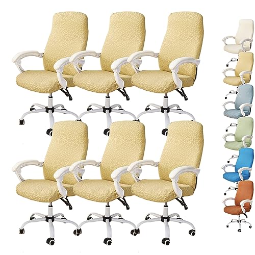 ouxei Moderner Bürostuhlbezug, Hohe Rückenlehne Mit Armlehnen, Dehnbarer Gaming-/Drehstuhlschutz Mit Reißverschluss(Yellow 6pcs,X-Large) von ouxei