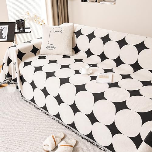 ouxei Moderner Chenille-Sofabezug Für 3-Kissen-Couch, rutschfest, Langlebig, Möbelschutz(Beige,180 * 300CM) von ouxei