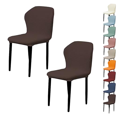 ouxei Plaid Jacquard Stretch Esszimmerstuhlhussen 1/2/4/6 Packungen Verdickte Waschbare Schoner(Brown 2pcs) von ouxei
